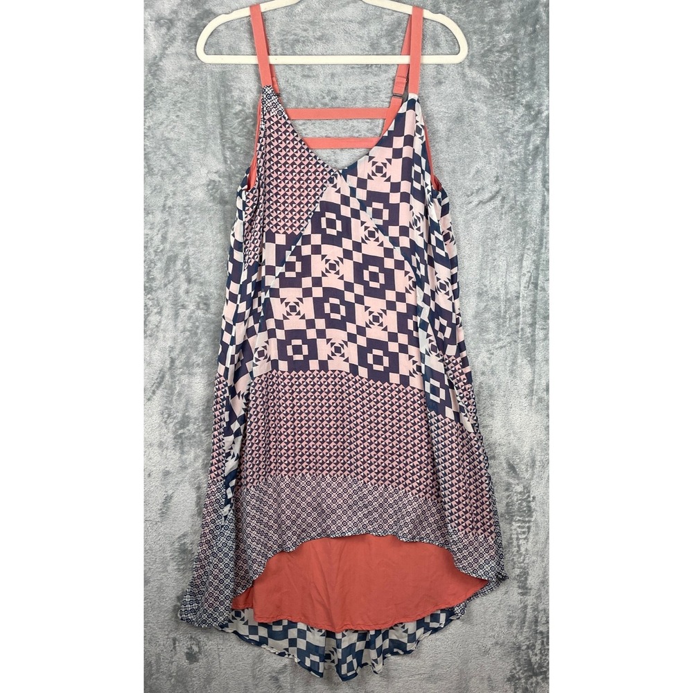Babakul Dress Womens‎ Medium Silk Geometric Layered Strappy Hi Low Midi Artsy
